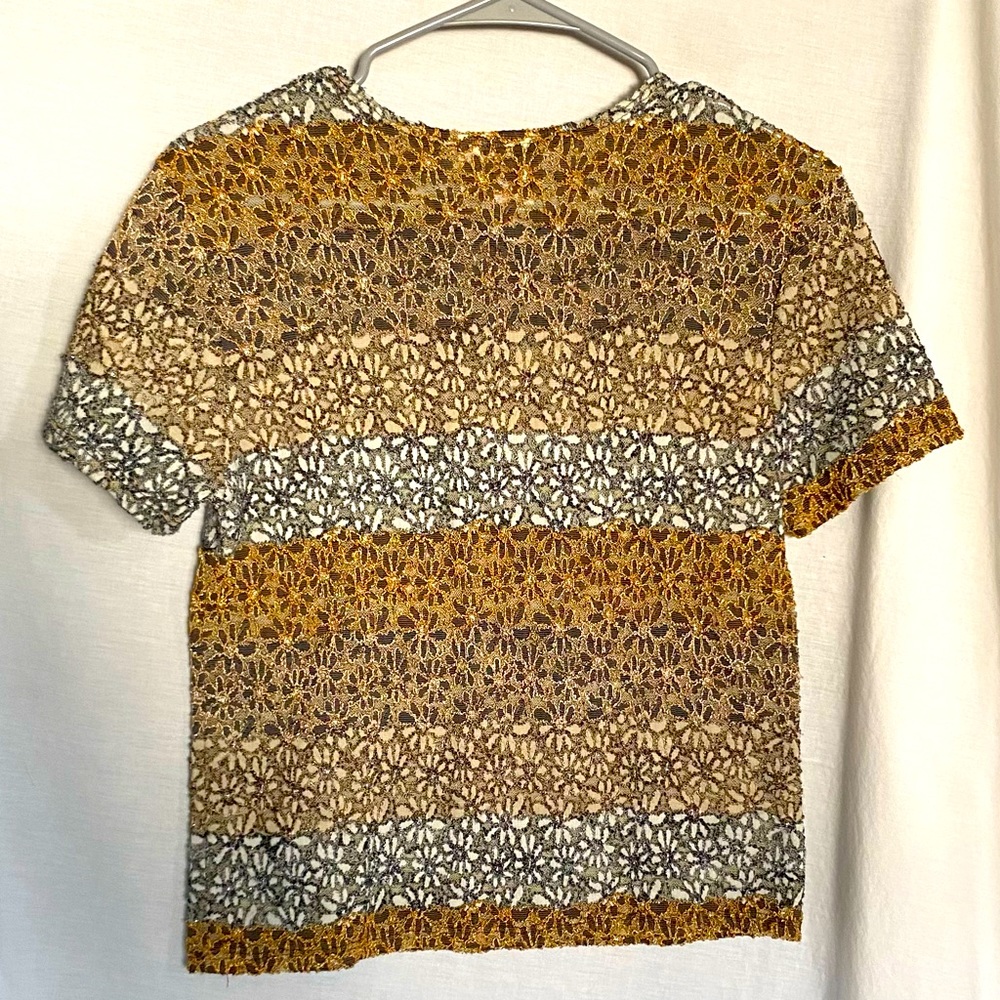 Vintage Kathie Lee Collection Daisy Pattern Embroidery Style T. Small